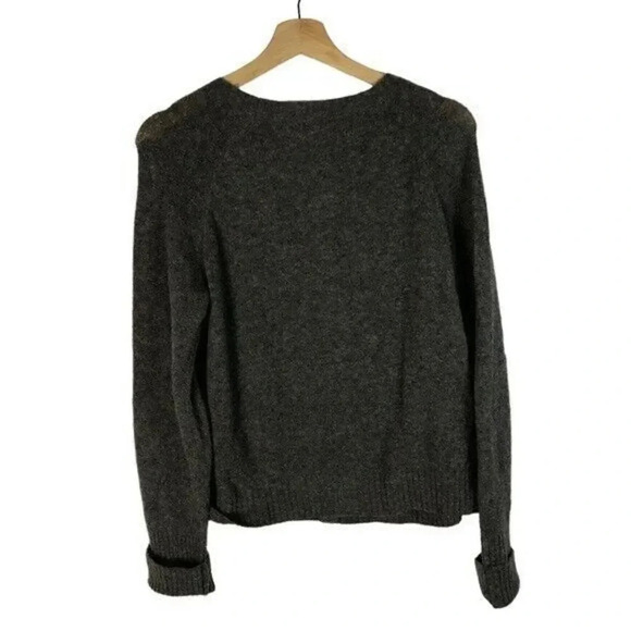 Anthropologie Moth Dark Gray Pocket Front Wool Blend Cardigan Sweater L - Picture 2 of 4